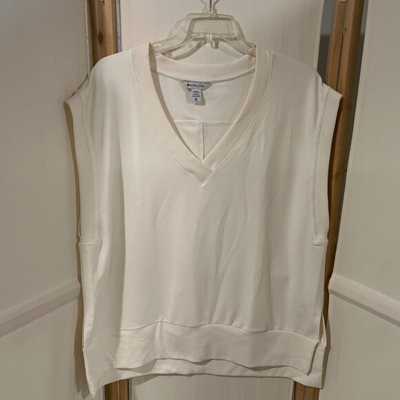 ATHLETA Retroterry Sz XL Cream / Ivory V-Neck Athleisure Top - Picture 1 of 8